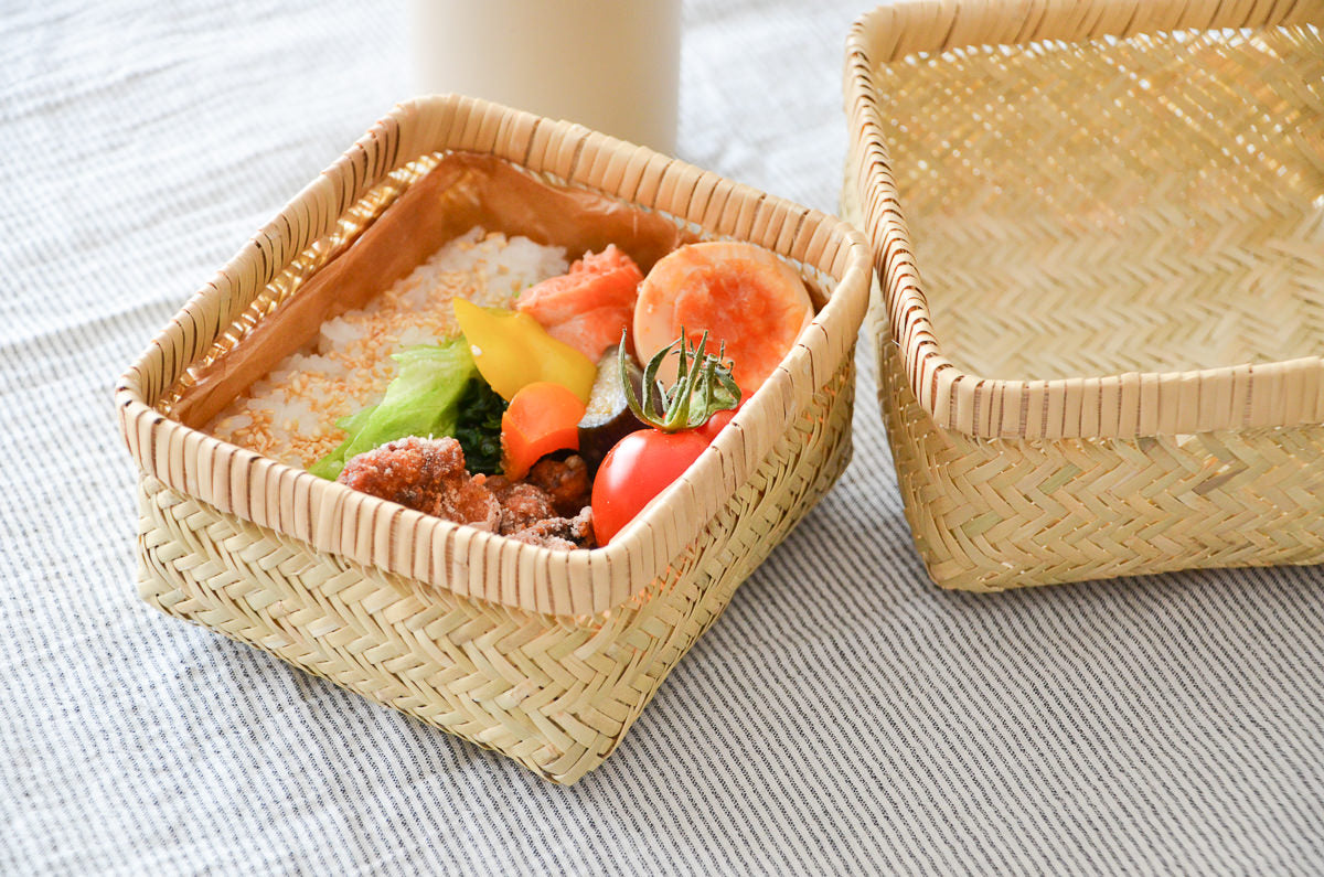 Lunch basket “Square” -B type- / Suzu bamboo / Iwate-JPN-1basketry