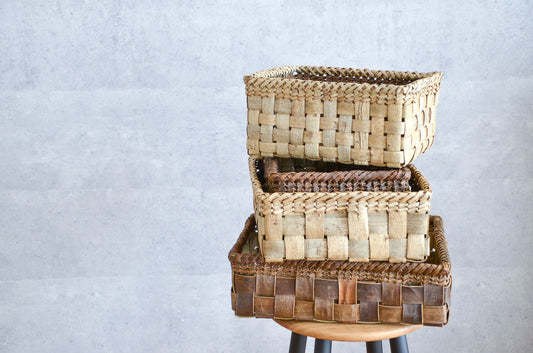 Storage Basket “Ichimatsu Weave” / Walnut Bark / Iwate-JPN 1510570