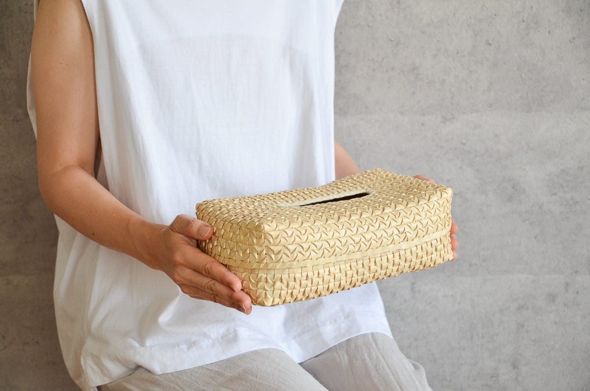 Kottan Tissue Box “Natural” / Palm leaf / IND 330903-1
