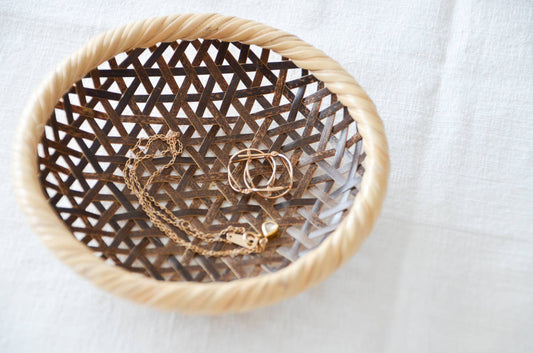 Round Mini Basket "Asanoha Weave" / Black Bamboo / Aichi-JPN 251102-4