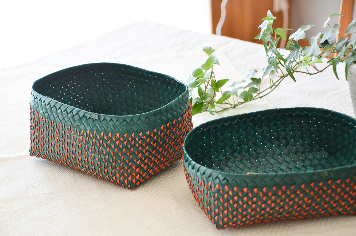 Kottan Basket “Green Orange” S, M, L / Palm leaf / IND 330911
