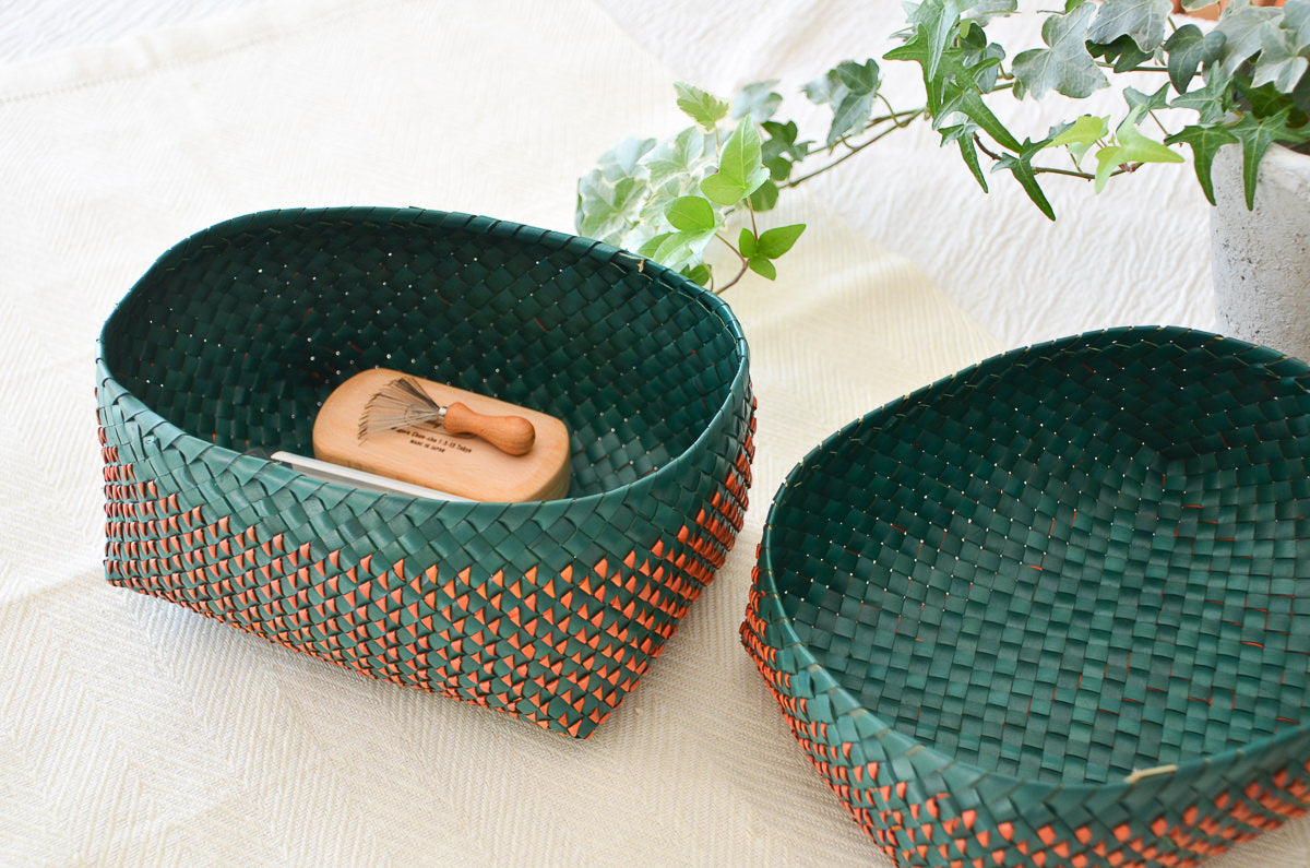 Kottan Basket “Green Orange” S, M, L / Palm leaf / IND 330911