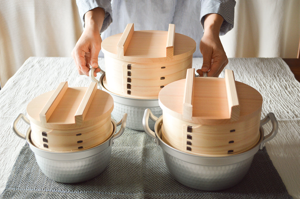 富山県/アルミ 段付鍋(ミニ和せいろ用) 15.5cm・18.5cm・21.5cm 3サイズ 811120