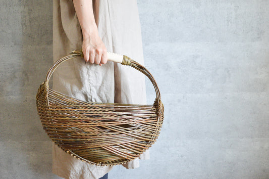 フランス/やなぎ zarzo basket 枝編み手つきバスケット 持ち手3色 330801