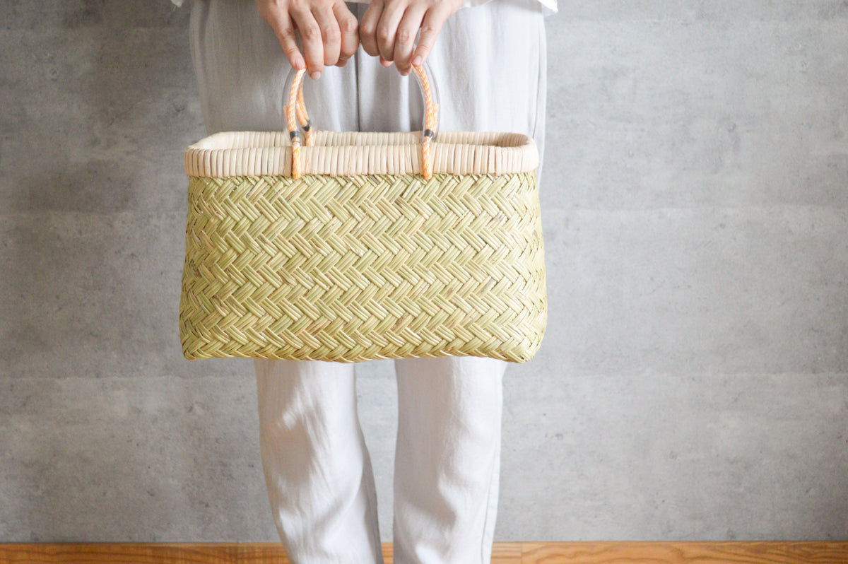 Shopping basket S -vinyl handle- / Suzu bamboo / Iwate-JPN 210111-1
