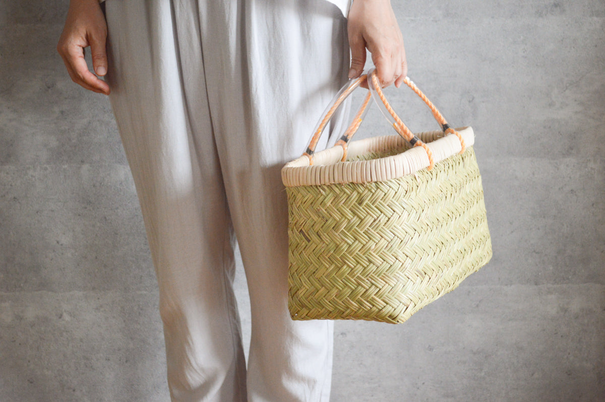 Shopping basket S -vinyl handle- / Suzu bamboo / Iwate-JPN 210111-1