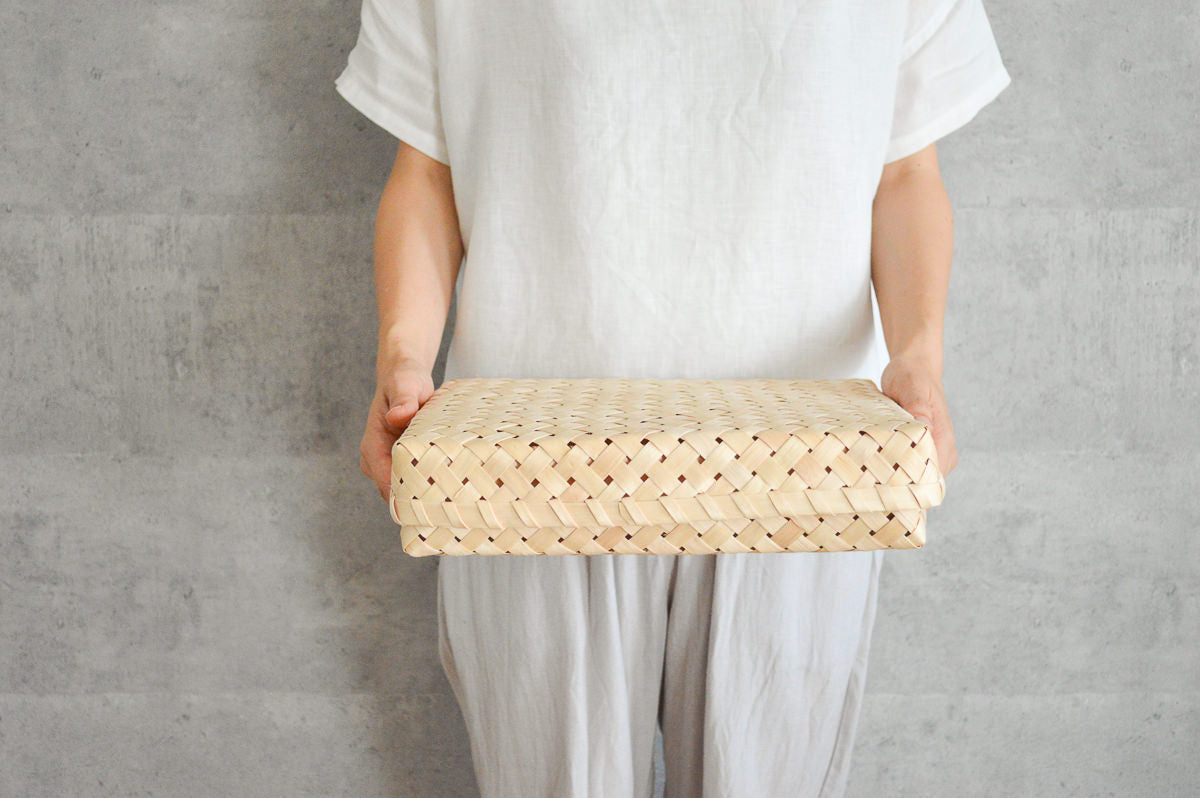 Square basket with lid S, M, L, XL / Itaya maple / Akita-JPN 720901