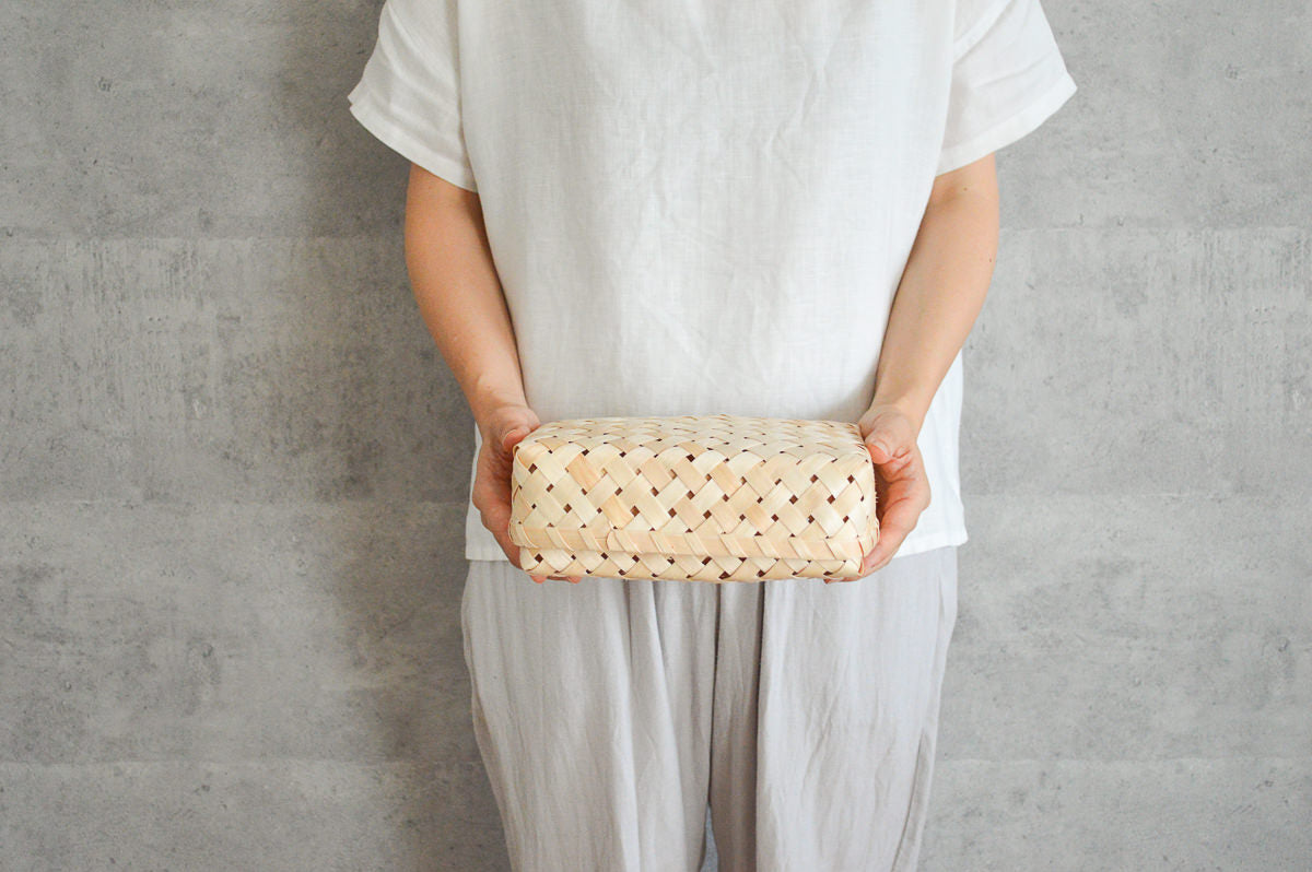 Square basket with lid S, M, L, XL / Itaya maple / Akita-JPN 720901