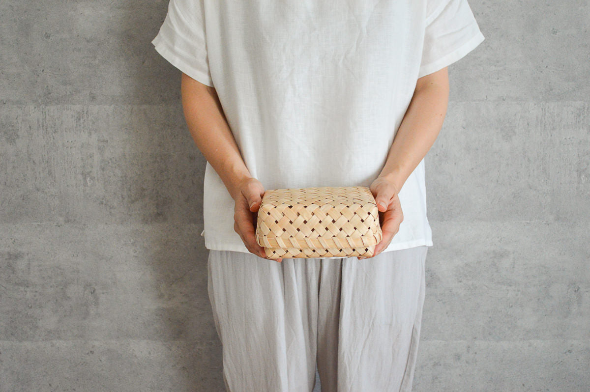 Square basket with lid S, M, L, XL / Itaya maple / Akita-JPN 720901