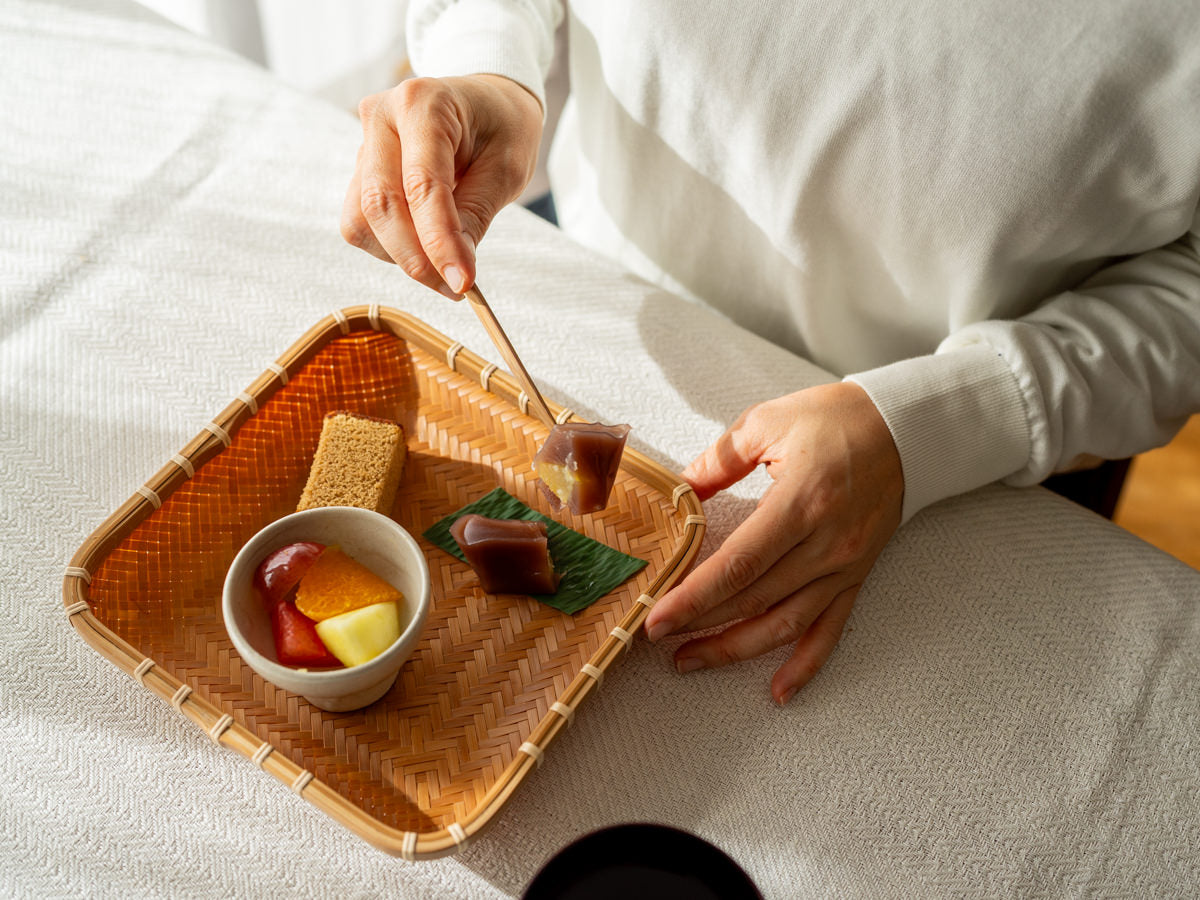 大分県/炭化竹 あじろ編み皿 角 850405-2