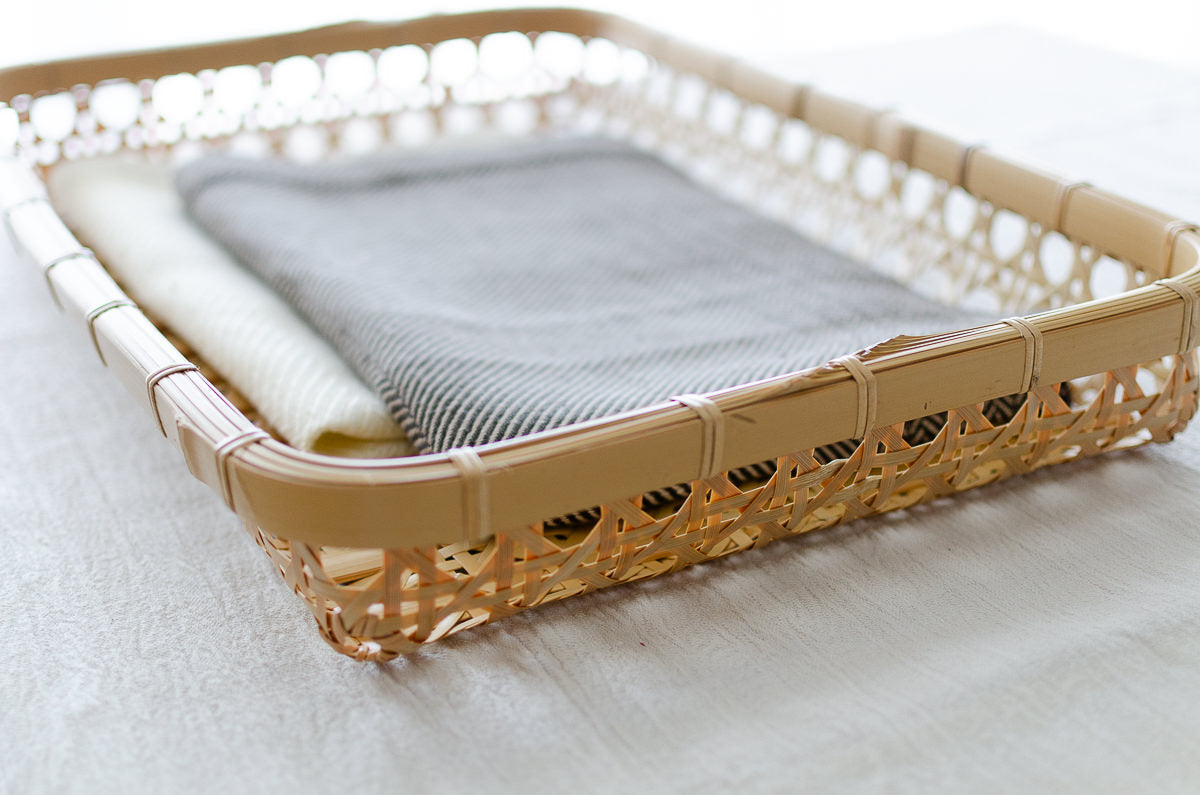 Flat Basket "Yatsume Weave" / White Bamboo / Ōita-JPN 220801