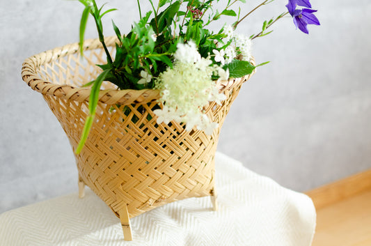 Footed Basket "Oriental" / White Bamboo / Ōita-JPN 220804