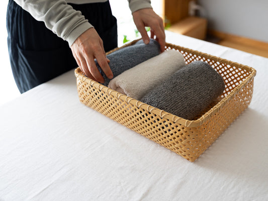 Accessory basket -Diamond- S, L / White bamboo / Kagawa-JPN 250703