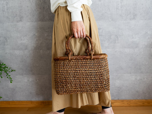 Oval Tote Basket – Sukashi Weave / Akebi Vine / Nagano-JPN 311218
