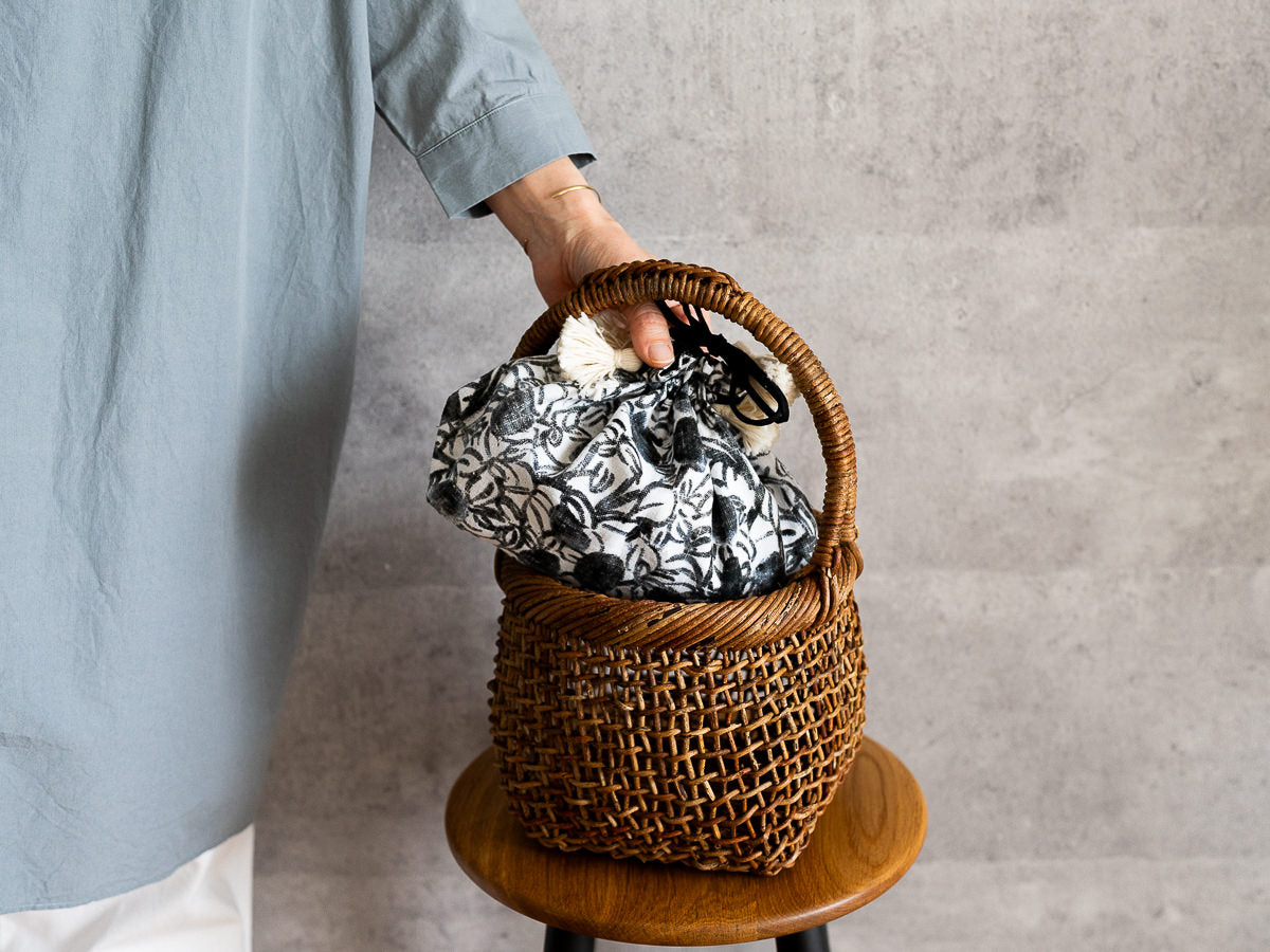 インド/カディ OX Printed Drawstring Bag Blaoga Mono S・L 2サイズ 330919