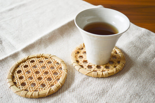 Round Coaster "Double-Sided Weave" / White Bamboo / Tottori-JPN 320708-1