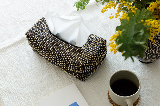 Kottan Tissue Box – Black Natural / Palm Leaf / IND 330903-3