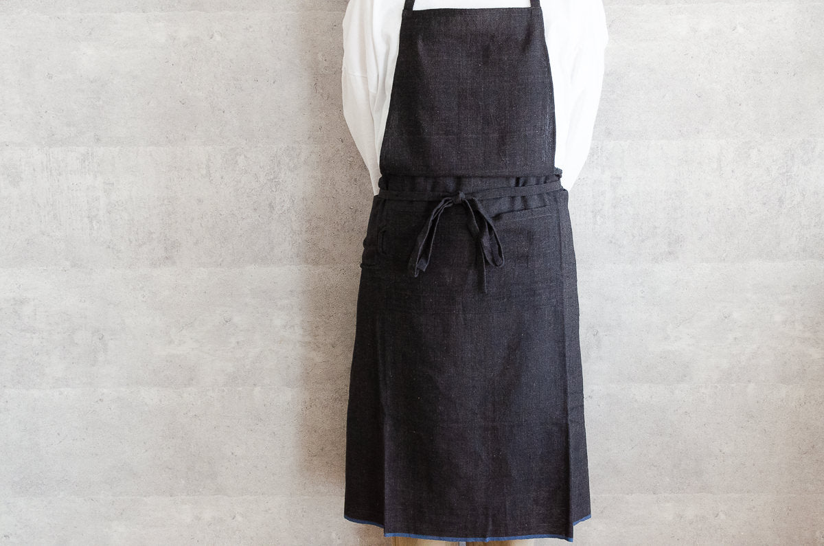 Full Apron / Chacoal, Tattersall / Khadi cotton / IND 330913