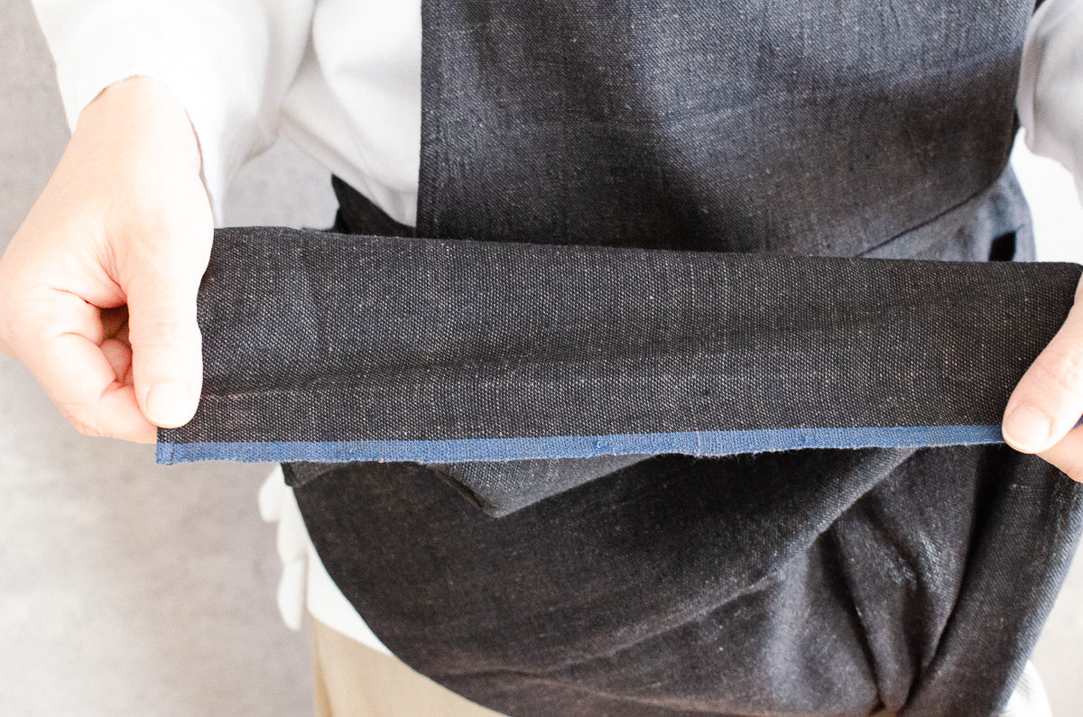 Full Apron / Chacoal, Tattersall / Khadi cotton / IND 330913