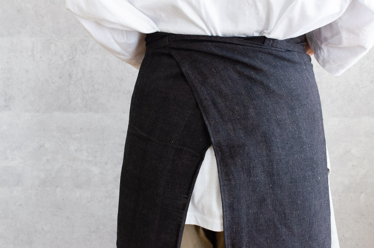 Full Apron / Chacoal, Tattersall / Khadi cotton / IND 330913