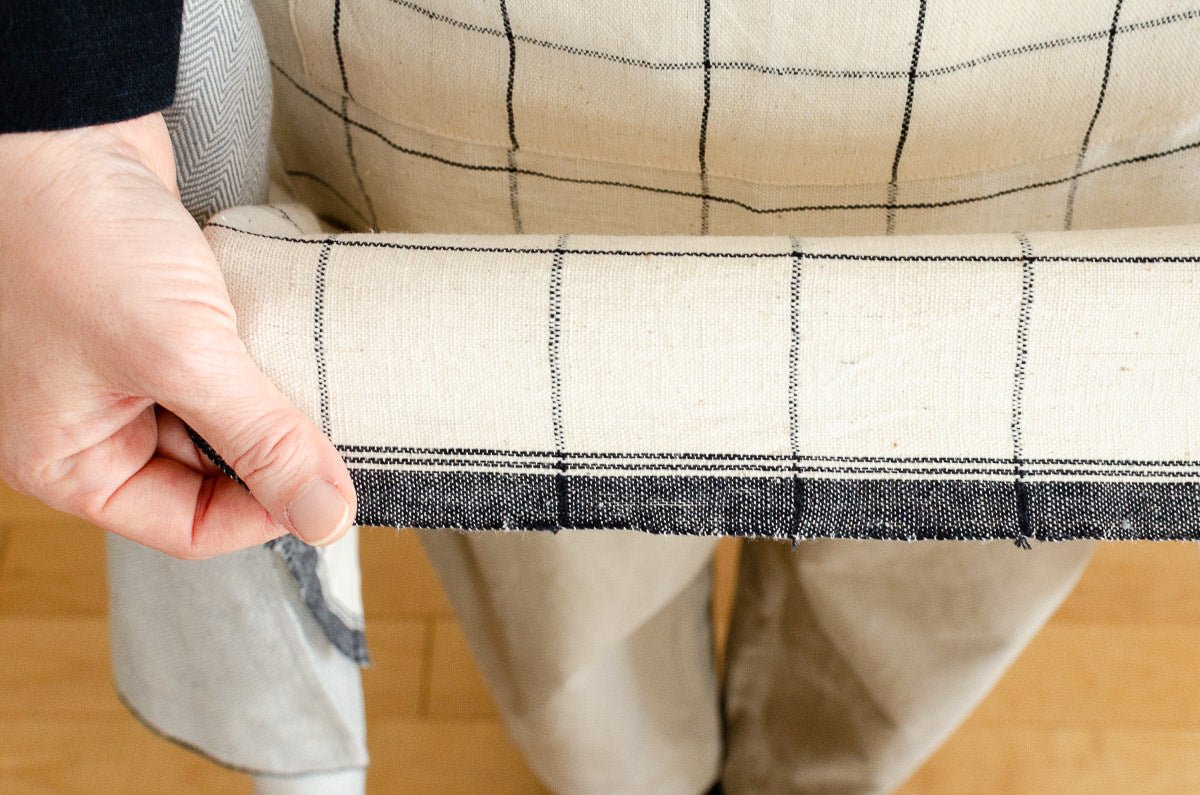 Full Apron / Chacoal, Tattersall / Khadi cotton / IND 330913