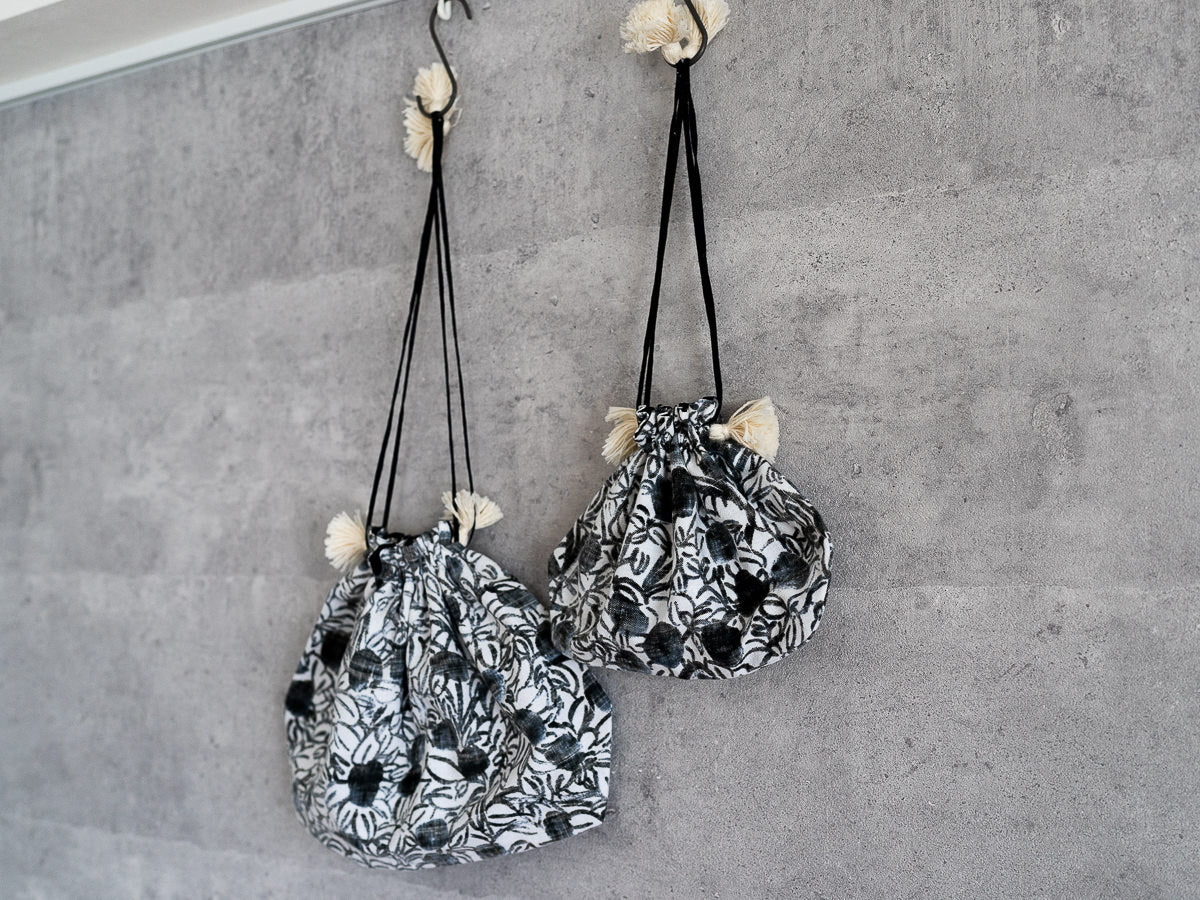インド/カディ OX Printed Drawstring Bag Blaoga Mono S・L 2サイズ 330919