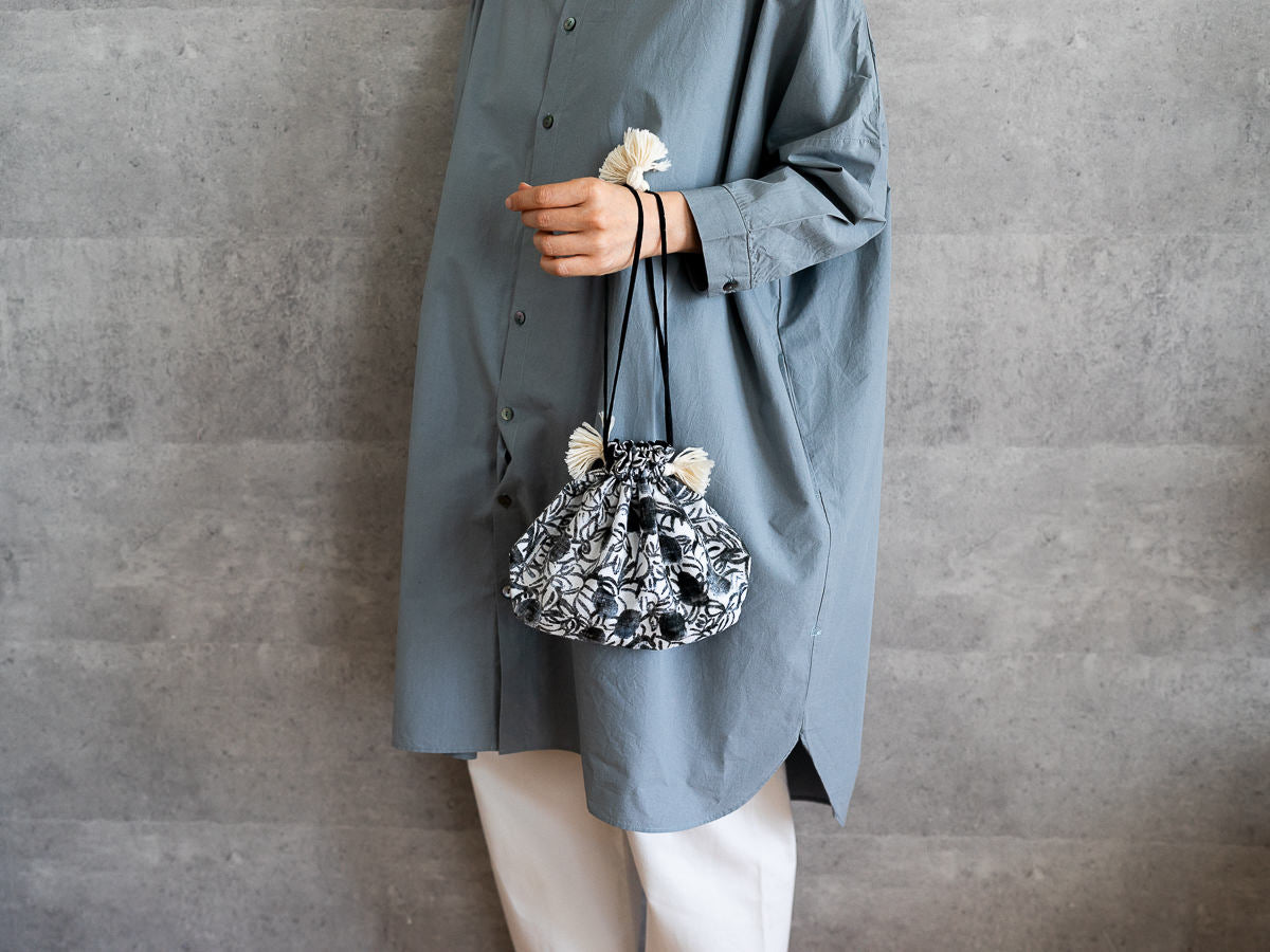 インド/カディ OX Printed Drawstring Bag Blaoga Mono S・L 2サイズ 330919