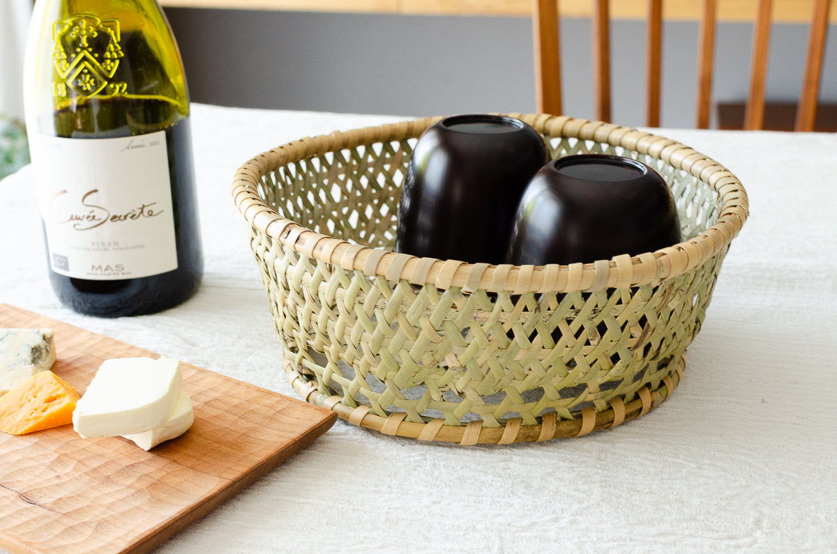 Round cup basket, M, L (shallow) / Nemagari bamboo / Nagano-JPN 610211
