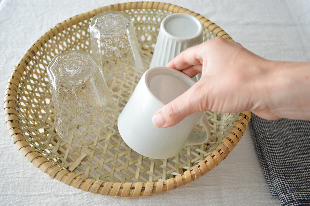 Round cup basket, M, L (shallow) / Nemagari bamboo / Nagano-JPN 610211