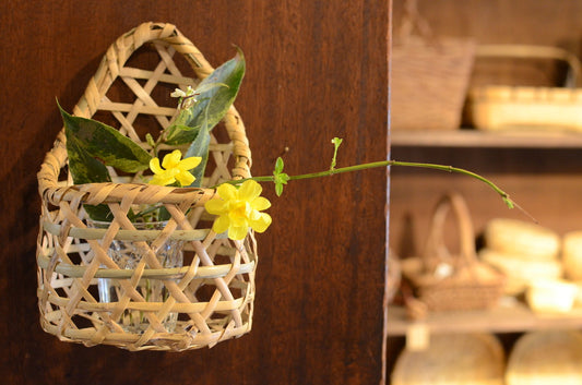 Flower & Letter Basket / Nemagari Bamboo / Fukushima-JPN 720606-1