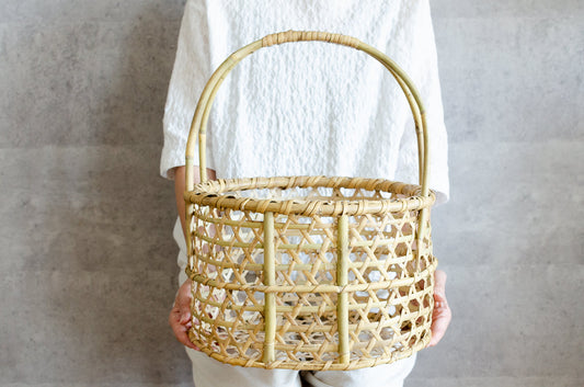 Double-handled Basket “Mutsume Weave” / Nemagari Bamboo / Fukushima-JPN 720610-1