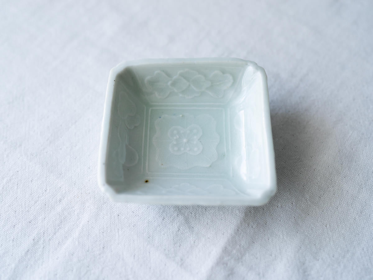 古物/四角豆皿 白(絵柄お任せ) 750435-1