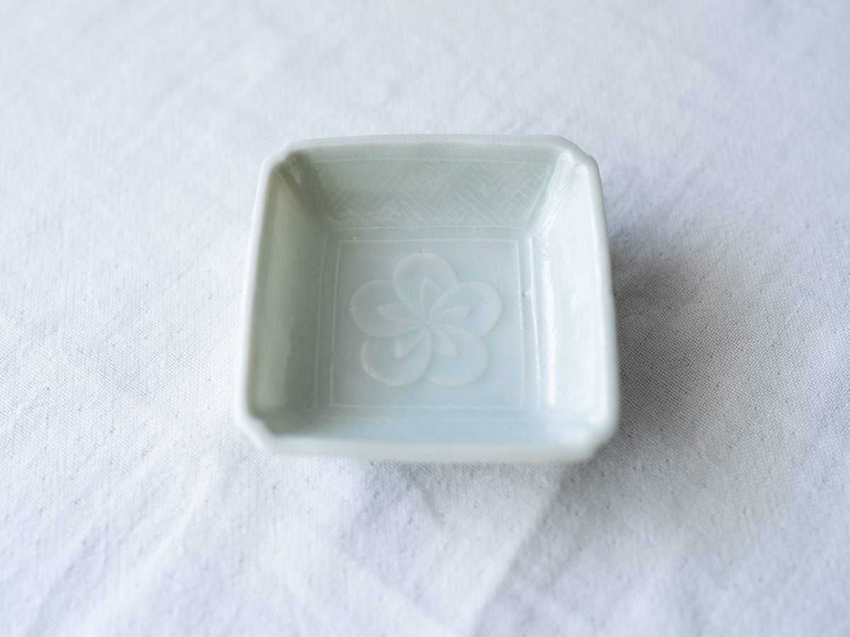 古物/四角豆皿 白(絵柄お任せ) 750435-1