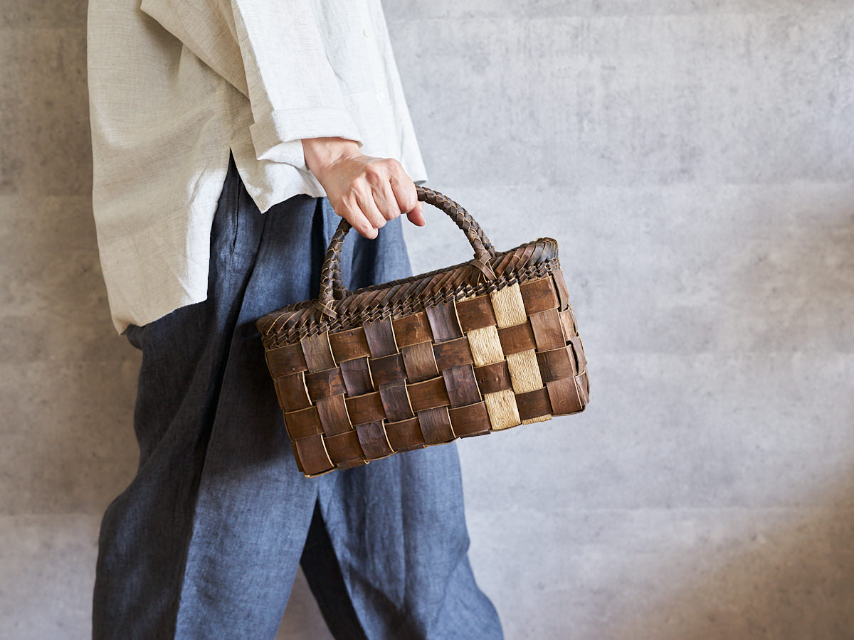 岩手県/くるみ 手提 裏皮市松 表皮ツーライン 1510754