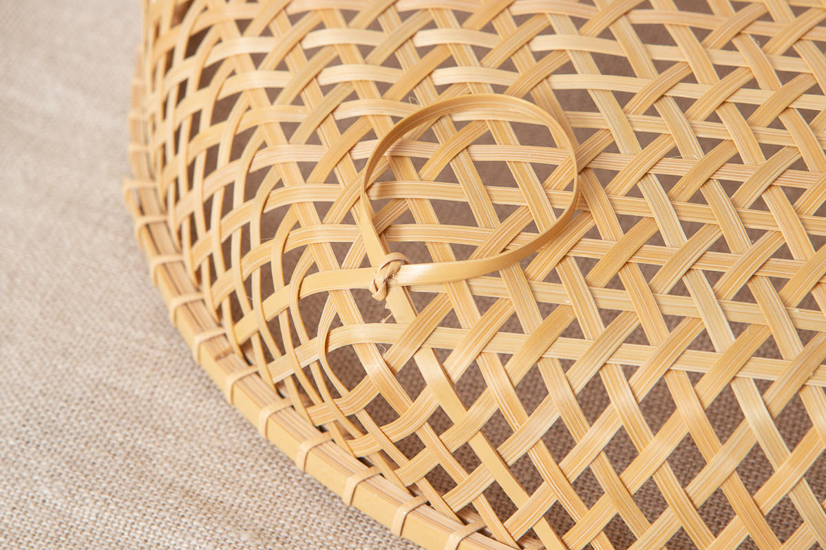 Serving Basket “Asanoha Weave” / White Bamboo / Tochigi-JPN 350106-1