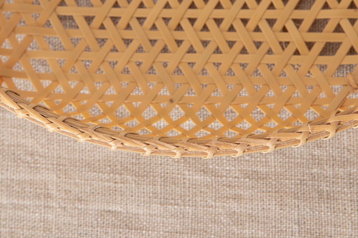Serving Basket “Asanoha Weave” / White Bamboo / Tochigi-JPN 350106-1