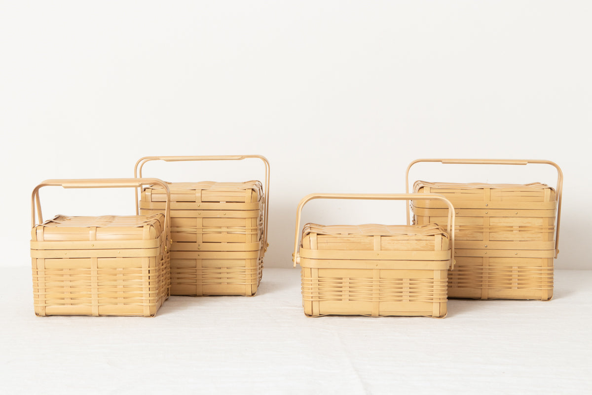 Handled Lunch Basket Small – White Bamboo / Kagoshima-JPN 211201