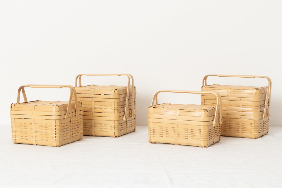 Handled Lunch Basket Small – White Bamboo / Kagoshima-JPN 211201