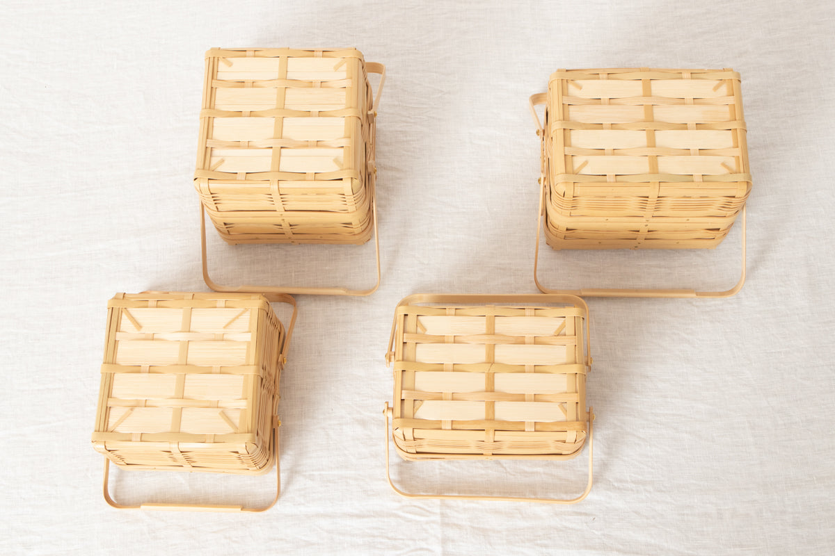 Small Lunch Box with handle 4 types / White bamboo / Kagoshima-JPN 211201