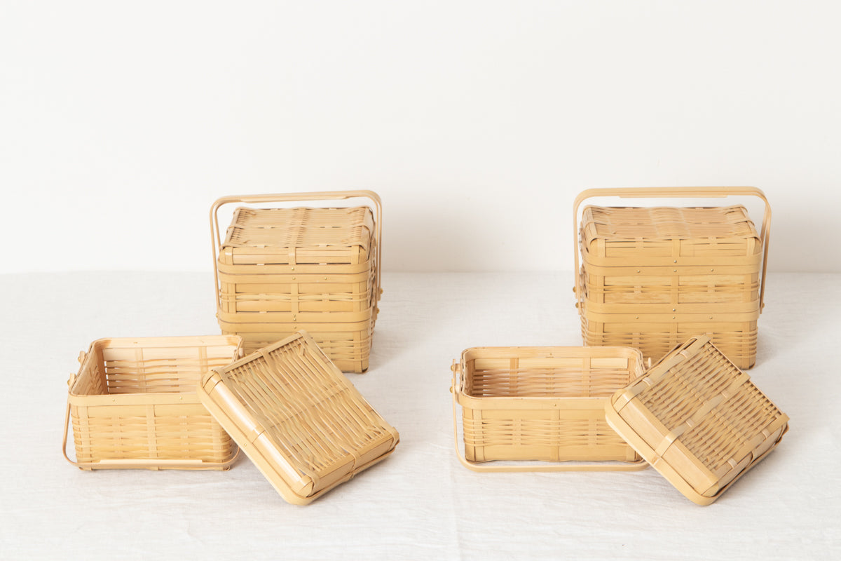 Small Lunch Box with handle 4 types / White bamboo / Kagoshima-JPN 211201