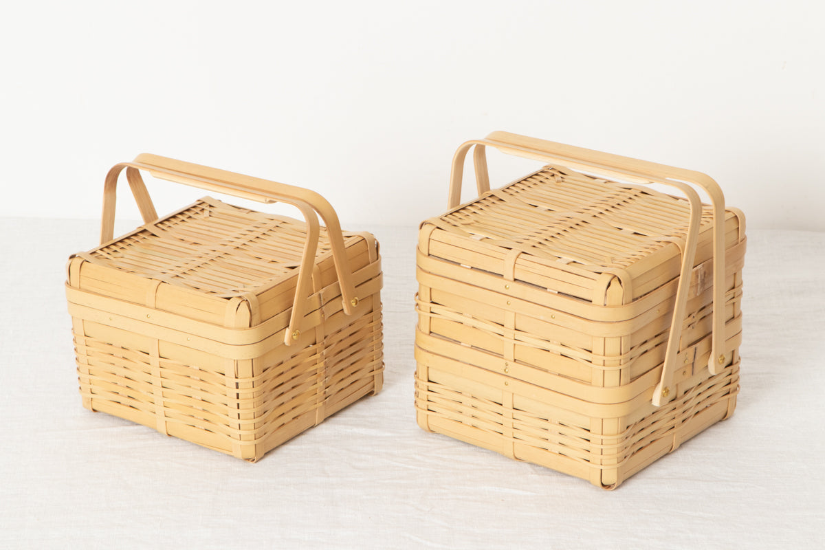 Small Lunch Box with handle 4 types / White bamboo / Kagoshima-JPN 211201