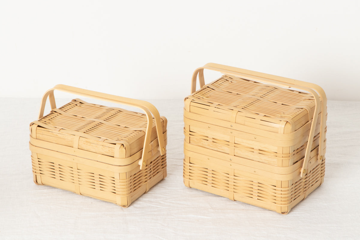 Small Lunch Box with handle 4 types / White bamboo / Kagoshima-JPN 211201