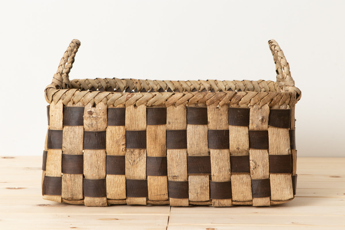 Storage basket L (light check) / Walnut / Iwate-JPN 1510597-1