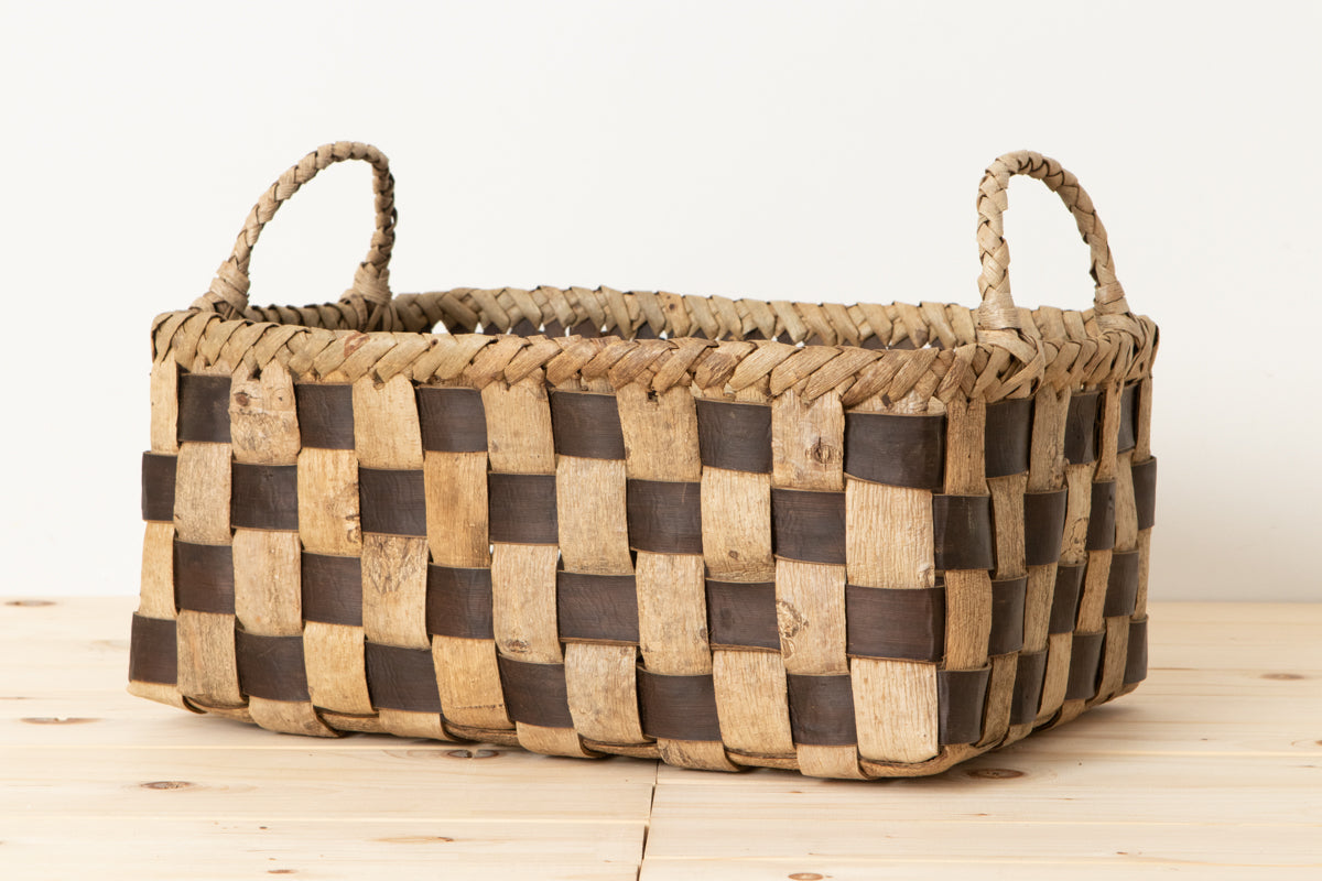 Storage basket L (light check) / Walnut / Iwate-JPN 1510597-1