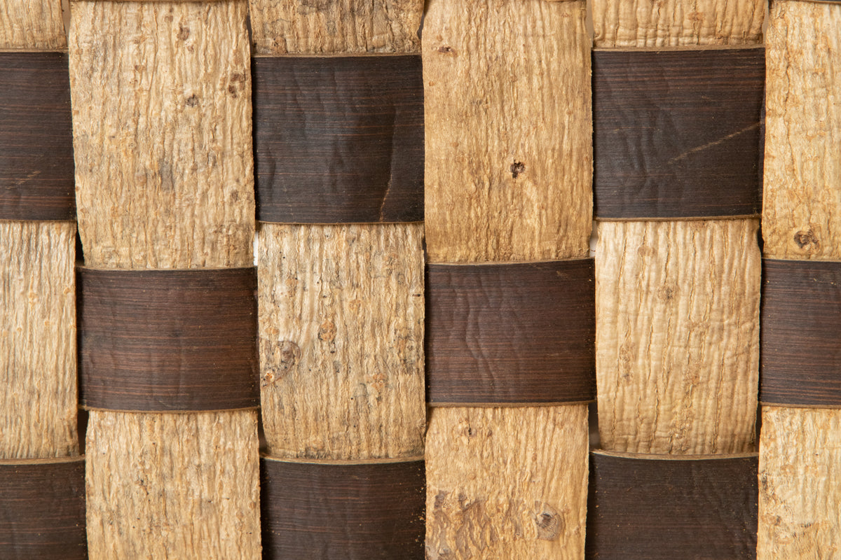 Storage basket L (light check) / Walnut / Iwate-JPN 1510597-1