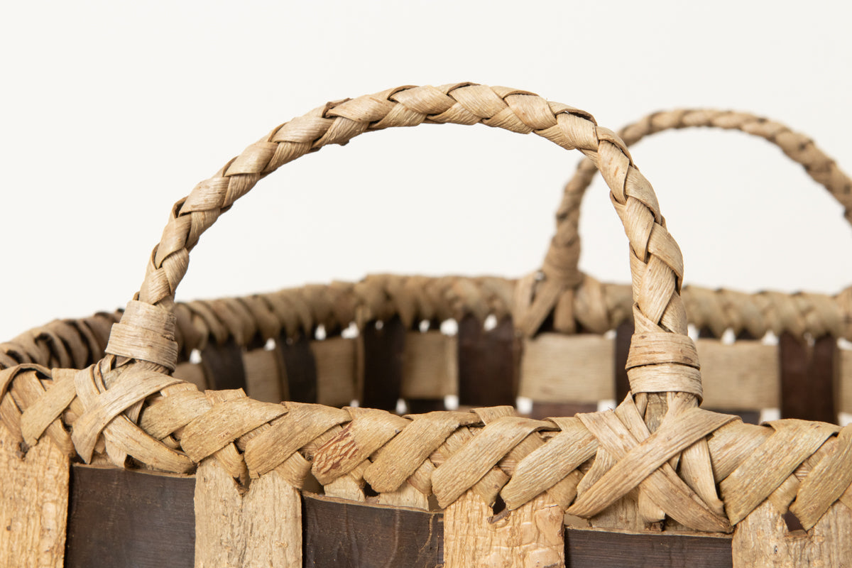 Storage basket L (light check) / Walnut / Iwate-JPN 1510597-1