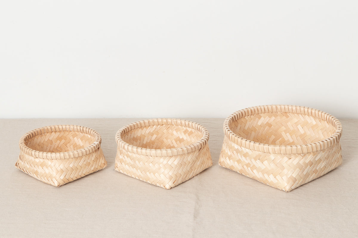 Round basket S, M, L / Itaya maple / Akita-JPN 720904