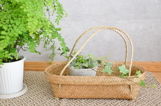 Oval Organizing Basket with Handle / Krajood Grass / THA 3115101