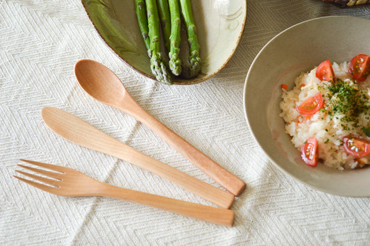 Dinner Fork, Knife, Spoon 21cm(8.27") / Japanese cherry birch / Ōita-JPN 211152