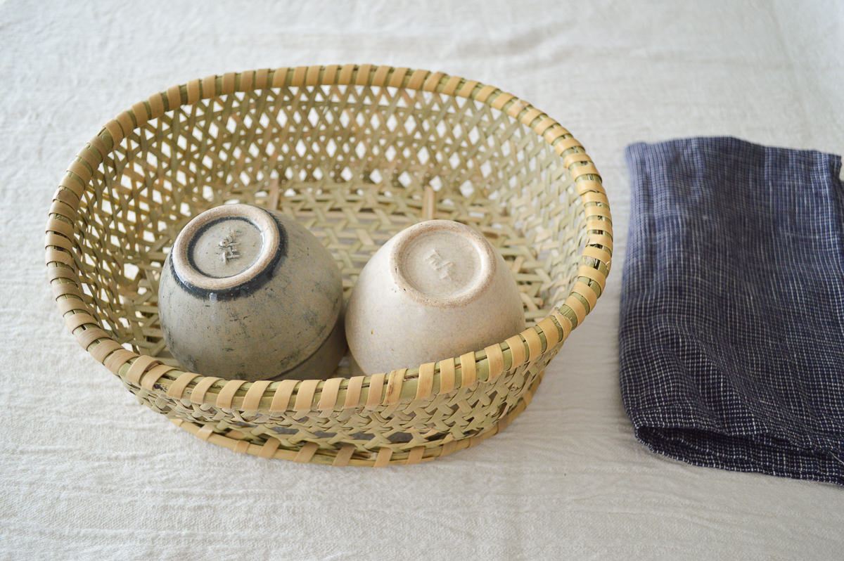 Oval Shallow Dish Basket / Nemagari Bamboo / Nagano-JPN 610232-1